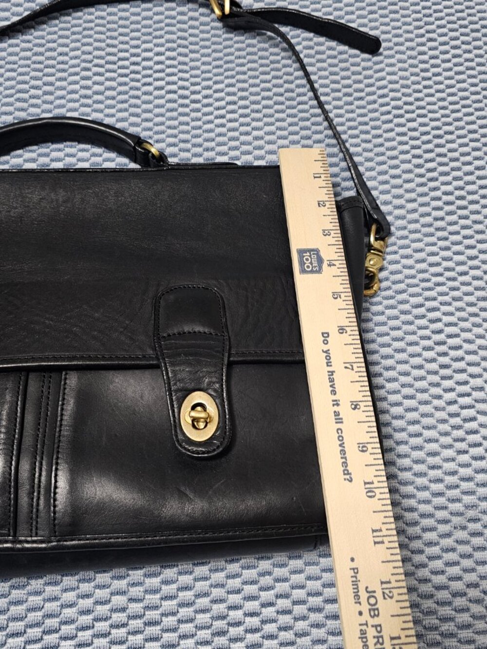 Coach Vintage Black Leather Messenger/Briefcase Bag Rare Dual Twist-Lock Closure - Picture 8 of 9